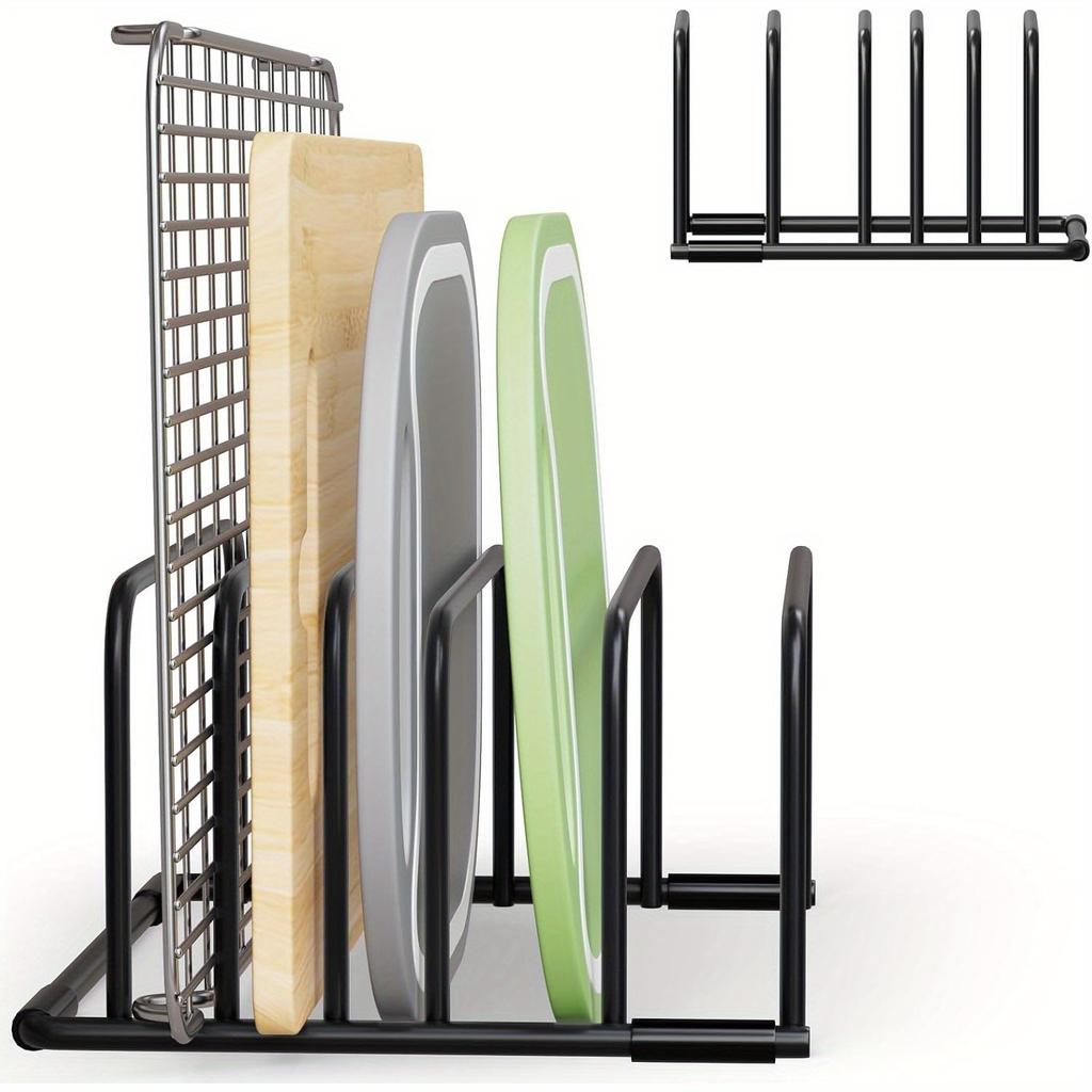 Multi-Functional Iron Kitchen Rack Space-Saving Iron Kitchen Rack for Cutting Boards & Baking Pans Storage with Wire Mesh Basket