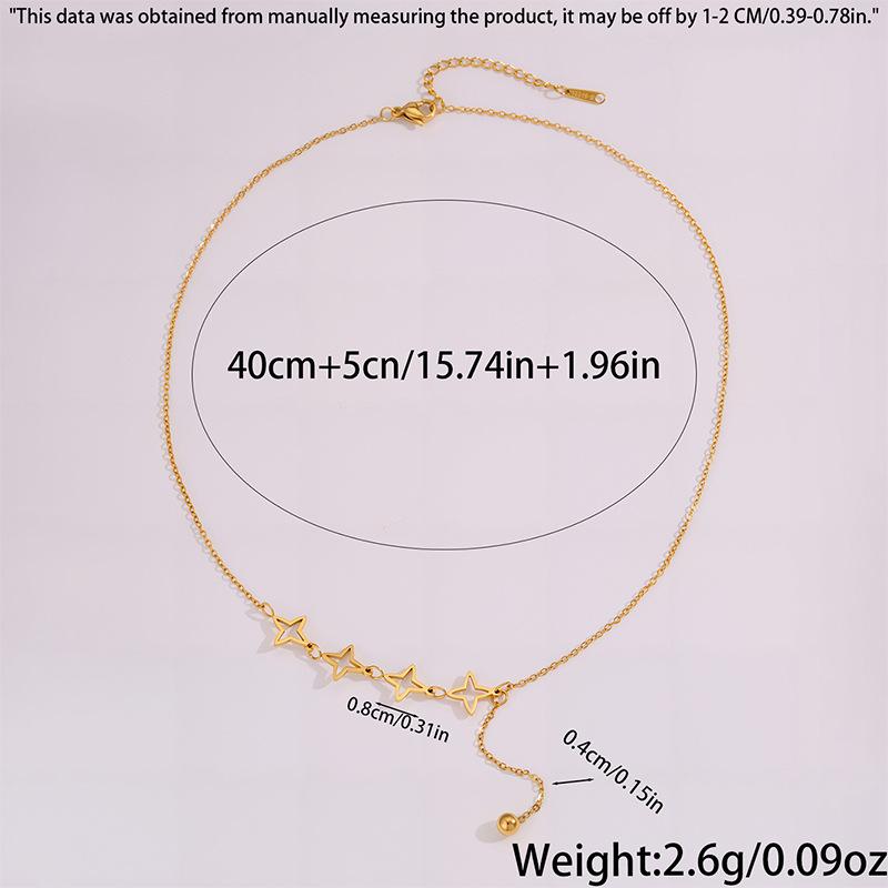 Titanium Steel Necklace Female Hollow Star Four-leaf Clover Fringed Necklace Fashionable Light Luxury Temperament Does Not Fade Collarbone Chain