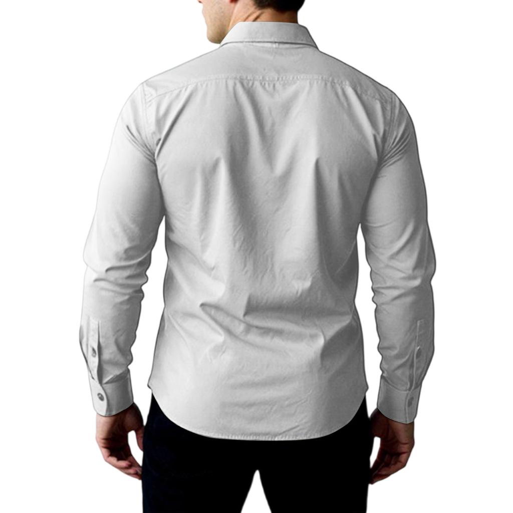 Chemise Homme Sport Fitness Affaires Loisirs Col Retourné Manches Longues