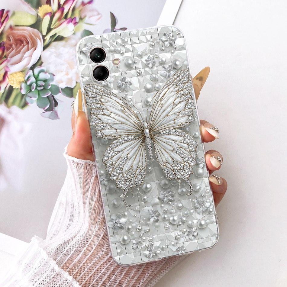 For Samsung Galaxy A04 A04e A042F A405F Cute Flower Butterfly Cat Painted Case For Samsung A04 04e Soft Silicone TPU Phone Cases