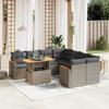 Vidaxl 9-Cz. Garden Furniture Set With Cushions, Grey, Poly Rattan