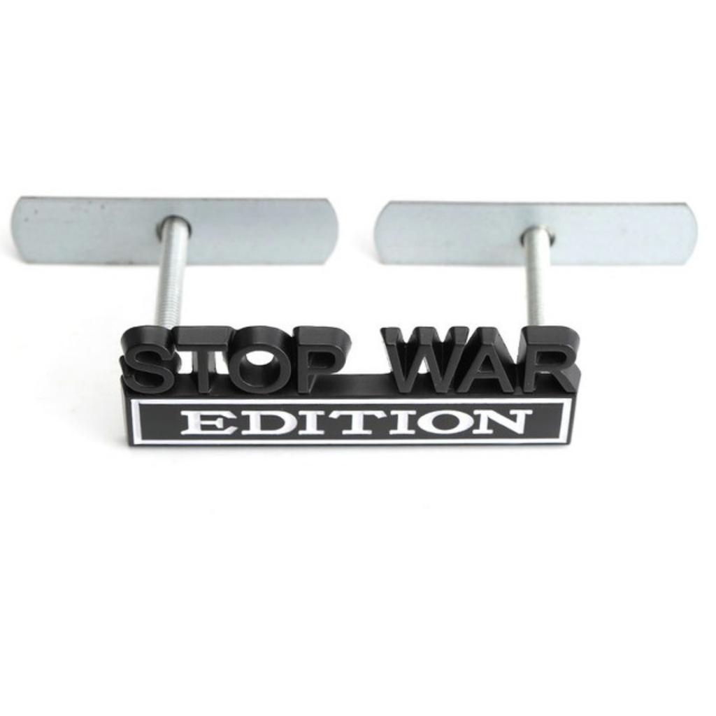 1Pc 3D Metal Stop War Edition Logo Car Front Grille Badge Side Fender Rear Trunk Emblem Sticker Decal