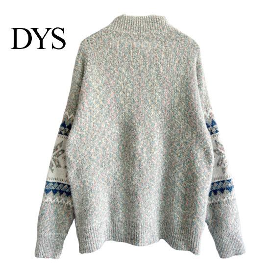 Loose Knitted Pullover Winter Women Christmas Sweater Half-high Collar Color Matching Snowflake Pattern Geometric Print Long Sleeve Knitwear
