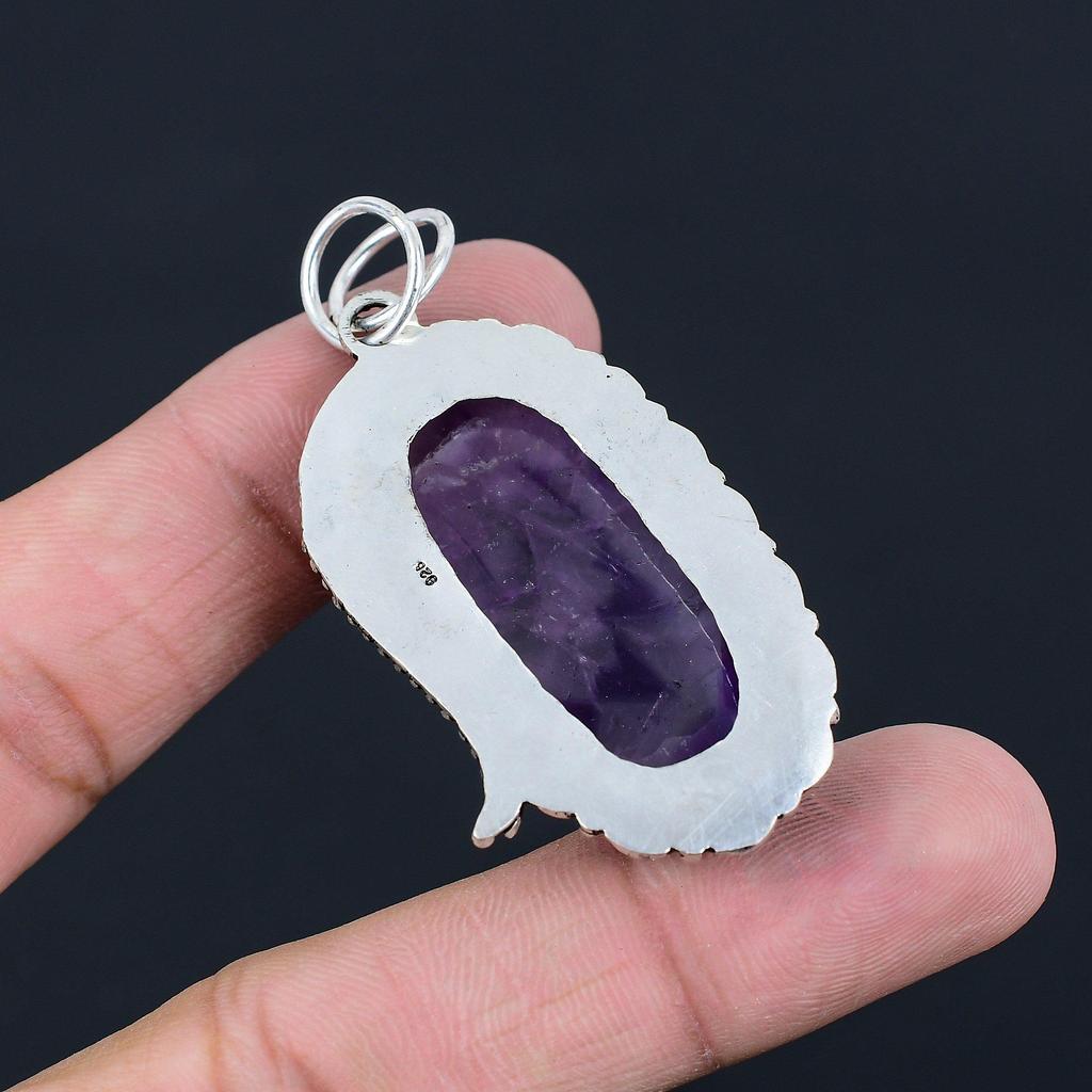 Naturlig Stjärnametist Ädelsten Smycken 925 Sterlingsilver Hänge För Kvinnor