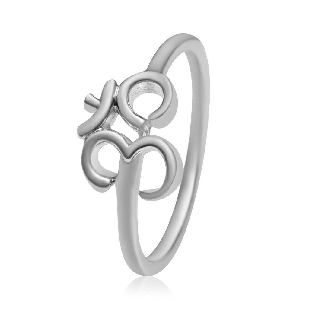 Anello Vintage in Argento Massiccio 925 Sterling con Simbolo Om Tono Argento Regalo per San Valentino