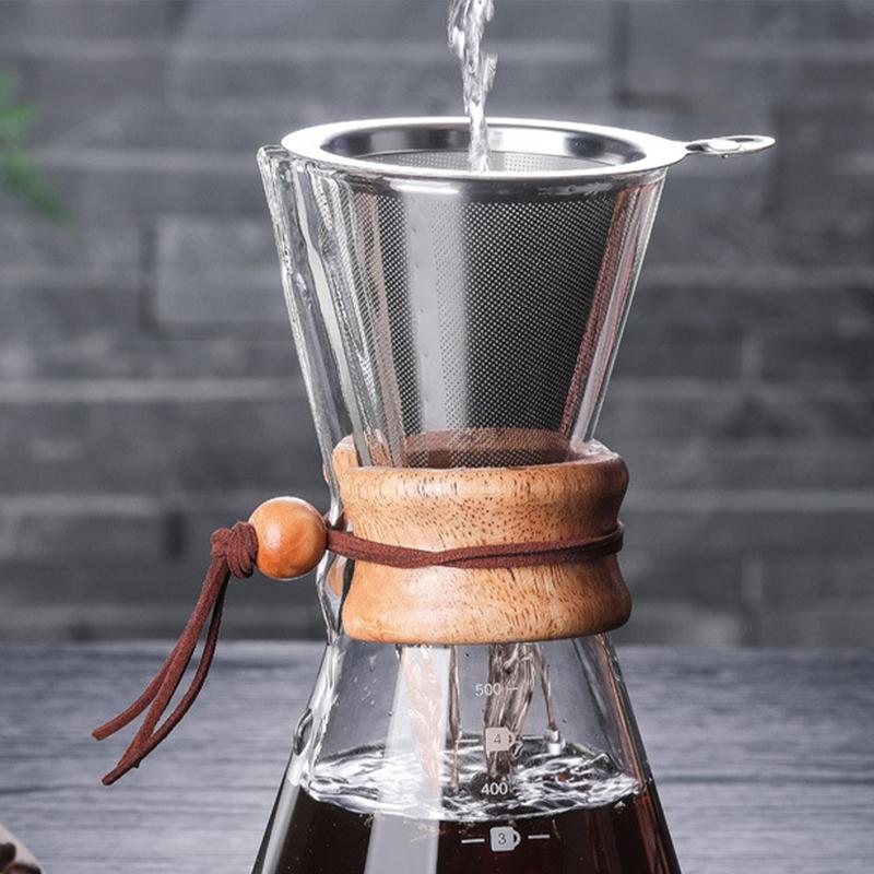 Stainless Steel Coffee Filter Coffee Strainer Pour Over Cup Stainless Steel Slow Drip Double Layer Fine Mesh Coffee Strainer