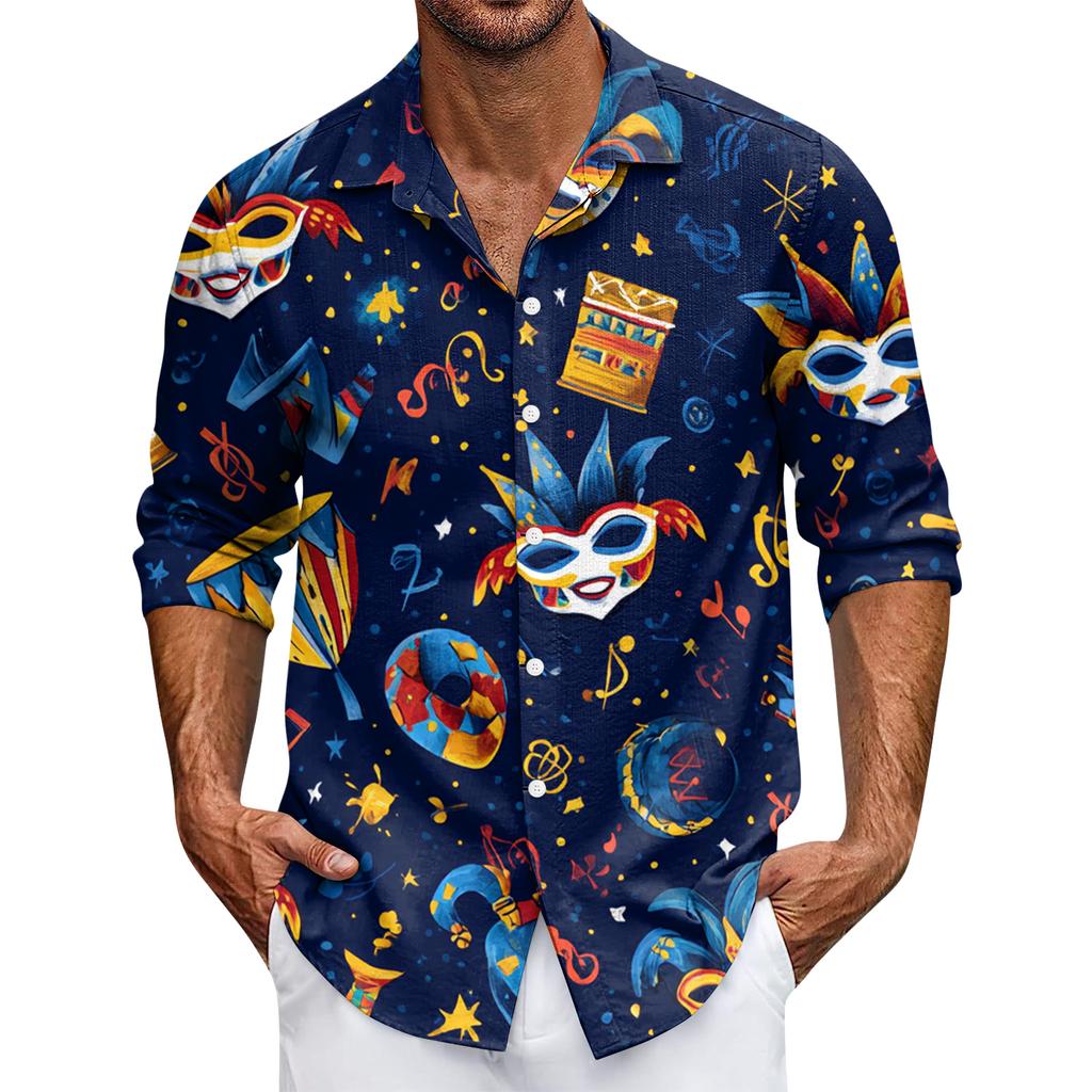 Herren Freizeit Langarmhemd mit Knopfleiste