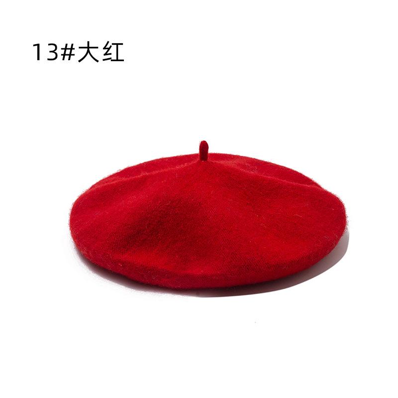 Hat Female Winter Imitation Wool Beret British Autumn and Winter Versatile Knitted Painter Hat Pumpkin Hat