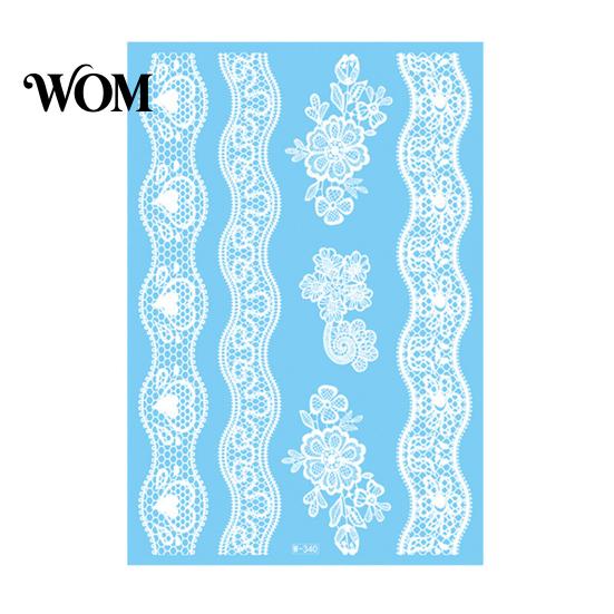 Eco-friendly Tattoo Sticker White Lace for Women, Temporary Face Body Skin-friendly Arm, Waterproof Fake Decal Wedding Party Festival Safe Tattoos