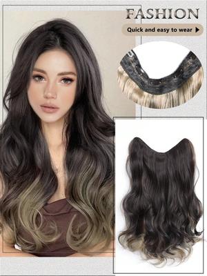 Synthetische Haarteile für Frauen, 18 Zoll lang, gewellt, zum Färben, Haarverlängerung, 5 sichere Clips, hitzebeständig, synthetisches Haar, Clip-In-Haarverlängerungen