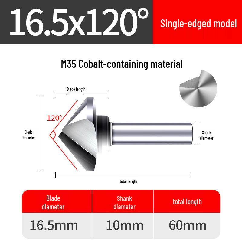 Cobalt Titanium-Plated Chamfering Drill for Stainless Steel - Single/Triple-Edge Countersink & Deburring Tool.