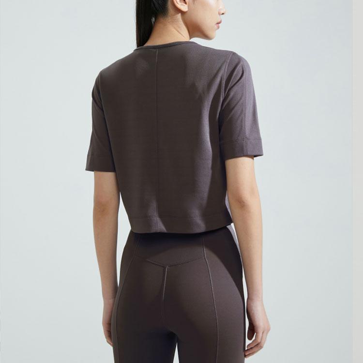 Calvin Klein Minimalist Gel Letter Round Neck Fitness Short Sleeve T-Shirt Women Tops Vase-Gray 4WS3K108-030