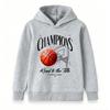 Kids Boys Girls Basketball Champions Print Pullover Hoodie Casual Long Sleeve Road To The Title Graphic Hooded Sweatshirt For Sports Daily Wear