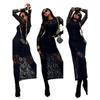 Women's Long-sleeved Crew Neck Patchwork Lace Base Dress