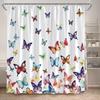 Floral Butterflies Shower Curtains Pink Blue Rustic Flowers Butterfly Plant Polyester Fabric Home Bathroom Curtain Bathtub Decor