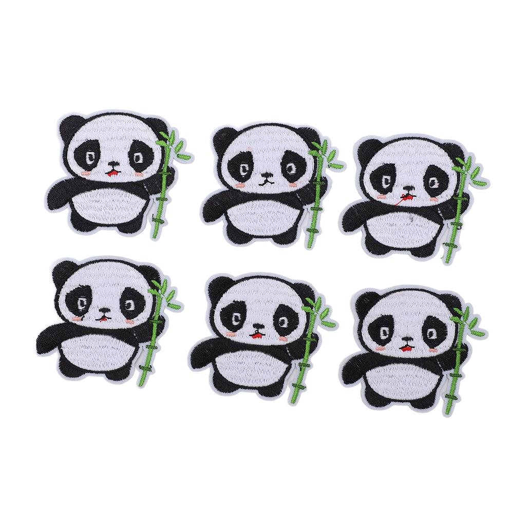 6PCS Panda Patch Panda Pattern DIY Sewing Sewing Patches Cotton Clothing Patches Custom Patches for