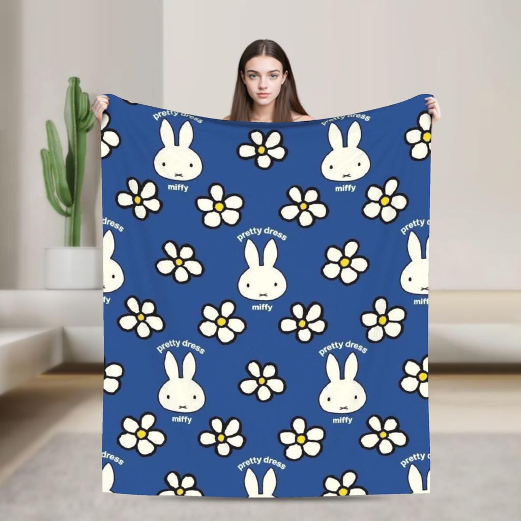 M-Miffys Cute Rabbit Blanket Multi-size Soft Fuzzy Plush Throw Blankets for Couch Sofa and Bed