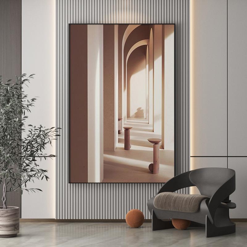 Landscape Building Canvas Painting Wall Art Geometric Architecture Space Aisle Posters and Prints for Living Room Corridor Decor