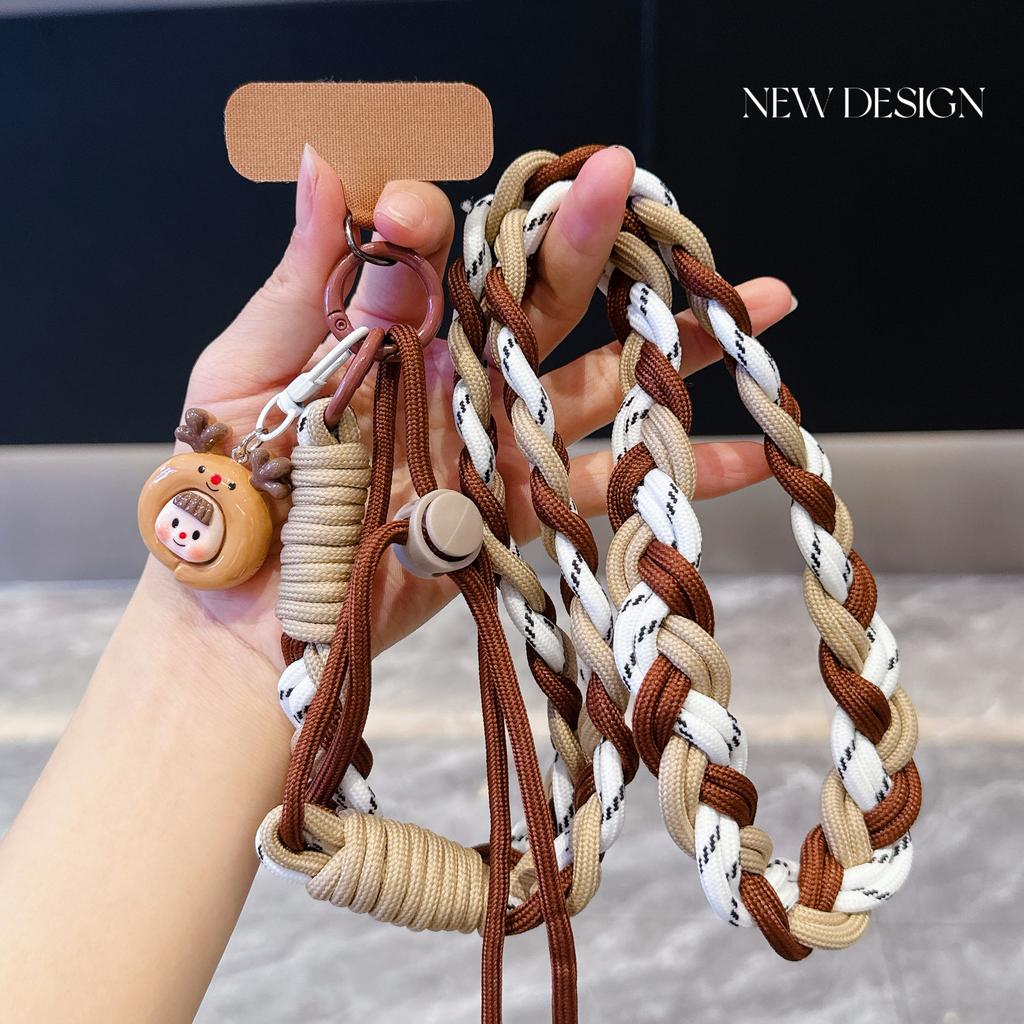 Mobile Phone Lanyard Nylon Long Rope Crossbody Strap for Men Women Outdoor Mountaineering Strong Card Anti-loss Multicolor Woven