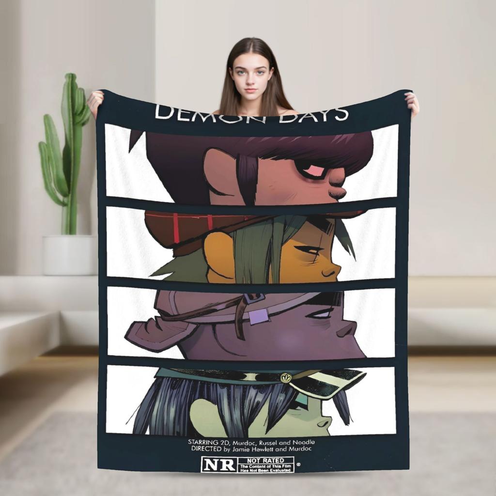 Music Band G-gorillazs Soft Blankets Picnic Plush Throw Blanket Aesthetic Home Decor Flannel Bedspread Sofa Bed Cover