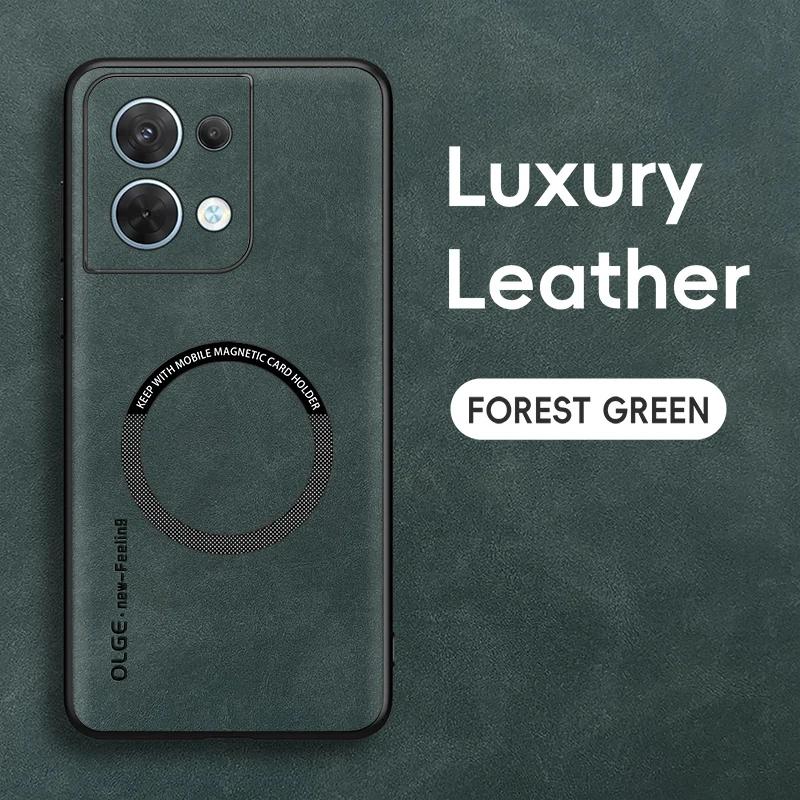 

Для OPPO Reno 8 8 Pro 8 ProPlus Чехол для телефона из тонкой овечьей кожи с магнитным ТПУ и мягкими краями, противоударный, против отпечатков пальцев For Reno 8 Pro зелёный