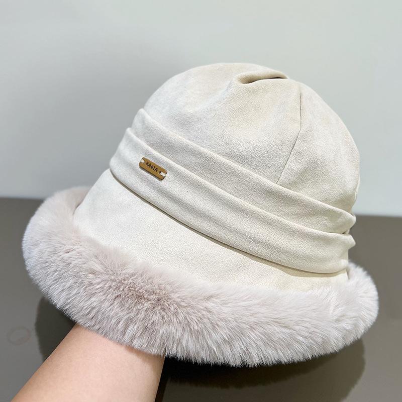Hat Women's Winter New Plush Bucket Hat Thickened Warm Cotton Hat Lei Feng Hat Fluffy Hat Winter Cold Hat