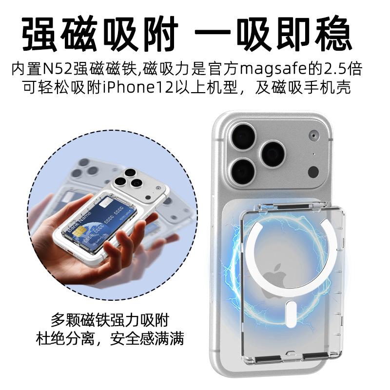 Hot-selling Japan and South Korea Magnetic Card Bag Magsafe Certificate Bank Card Storage Box Mobile Phone Flip Back Sticker Card Cover