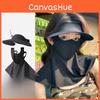 Polyester Sun Shield Cap With Wide Brim And Detachable Face Mask For Outdoor Activities