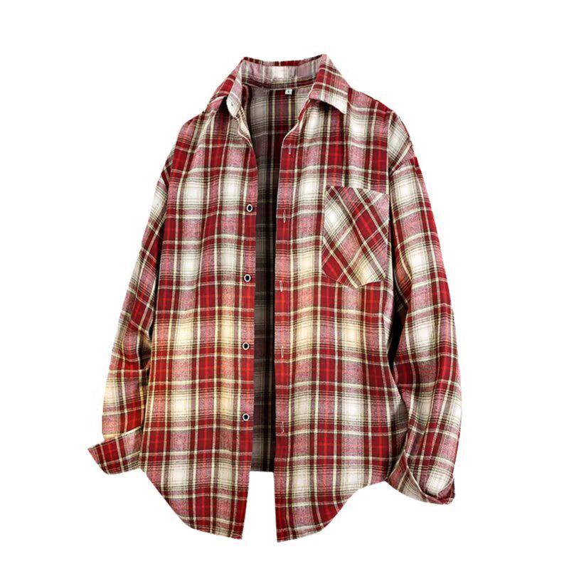 Men's Retro Plaid Long Sleeve Shirt - Trendy Casual Loose Fit for Autumn and Spring