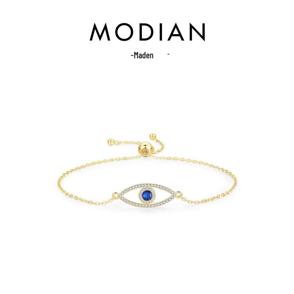 Modian S925 Sterling Silver Devil's Eye Diamond Bracelet for Women - Light Luxury European American Style.