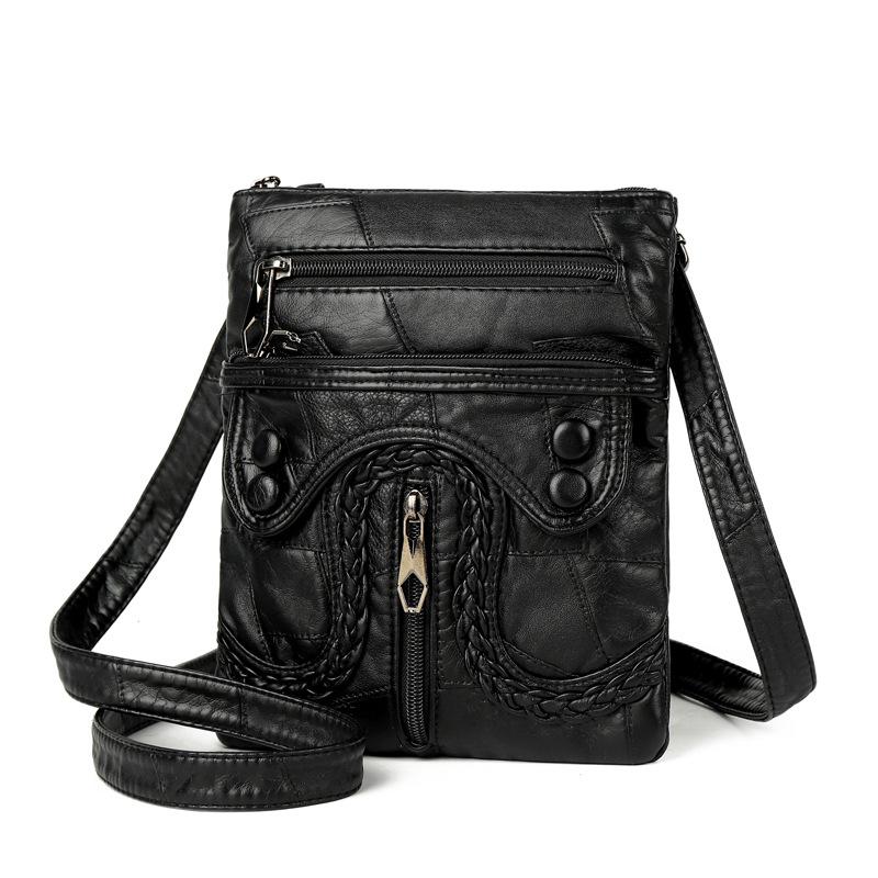 Modische und Retro Damenhandtasche, gewaschenes Leder Weiches Leder Kleine quadratische Tasche, Damen Einzel-Schulter Crossbody-Tasche