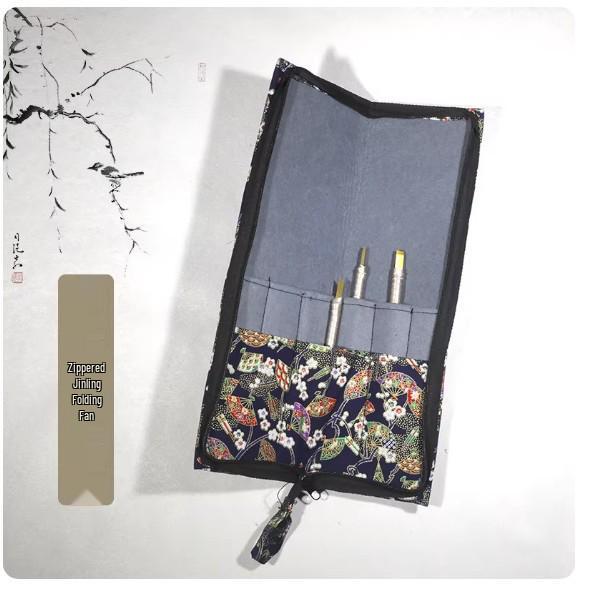 Bamboo Roll-Up Calligraphy Brush Bag: Chinese Style Pen Storage for Four Treasures of the Study