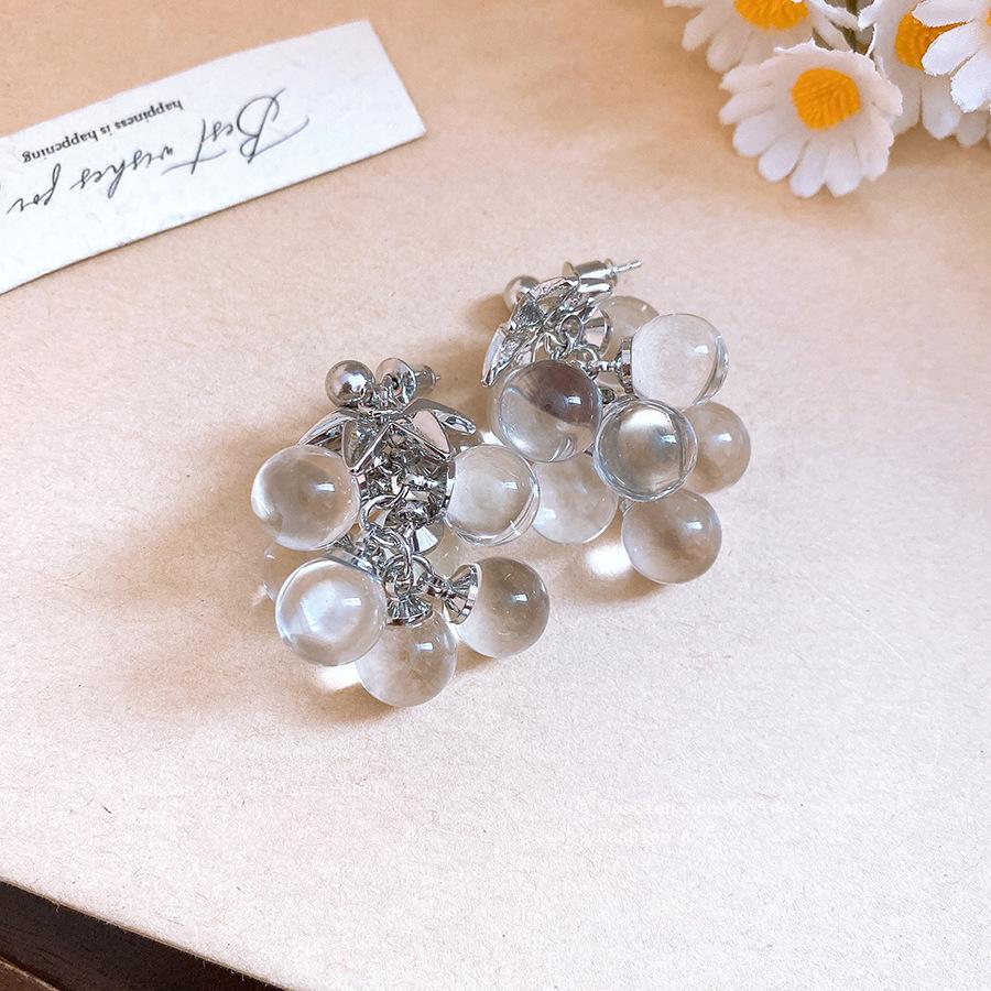 Silver Needle Crystal Grape Fringe Earrings Fashion Versatile Earrings Women's Simple Personality Commuter Earrings Niche Premium Sense