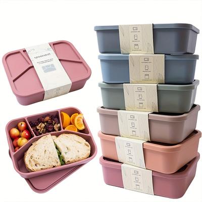 Premium Simple Style Silicone Lunch Box, Four Compartments, Thickened and Leak-proof, Student and Adult Lunch Box,back To School