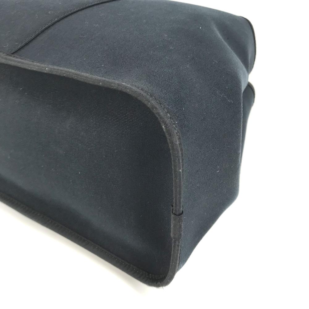 HERMES Kabak Elan PM Shoulder Bag Tote Bag Leather/Canvas Dark navy