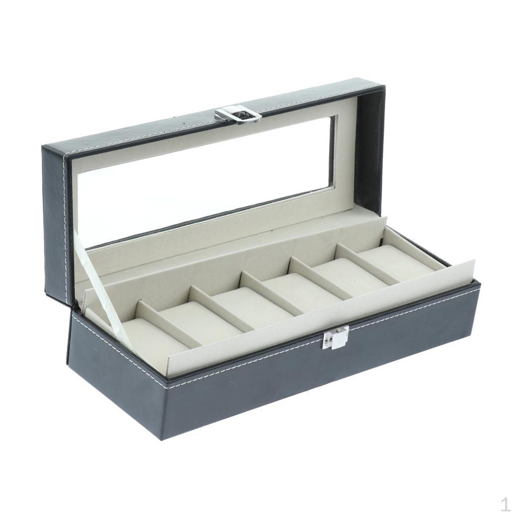 

Витрина для часов из искусственной кожи с 6 слотами, держатель для часов, органайзер для хранения ювелирных изделий