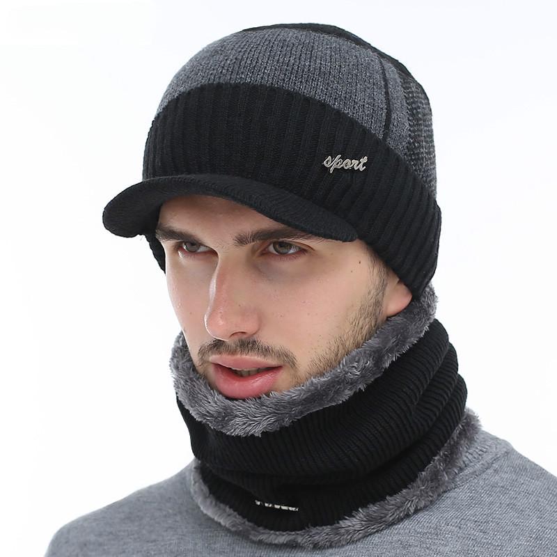 Men Winter Hat Casual Winter Beanie Hat For Men Plush Lining Wool Hat High Quality Warm Knitted Hat