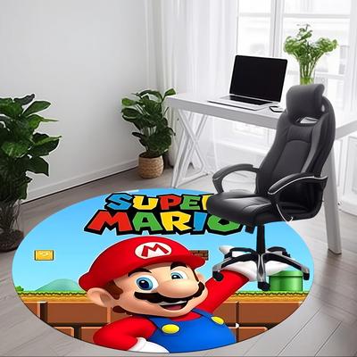1pc Mario Adventure Office Round Area Rug, Bedroom Living Room Home Decor, Room Deco, Offic A1016190