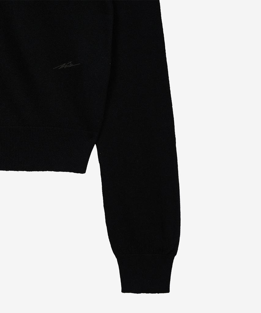 ZIOSONGZIO Silk Blend Whole Garment Crew Neck Black Zi2Kt202Bk