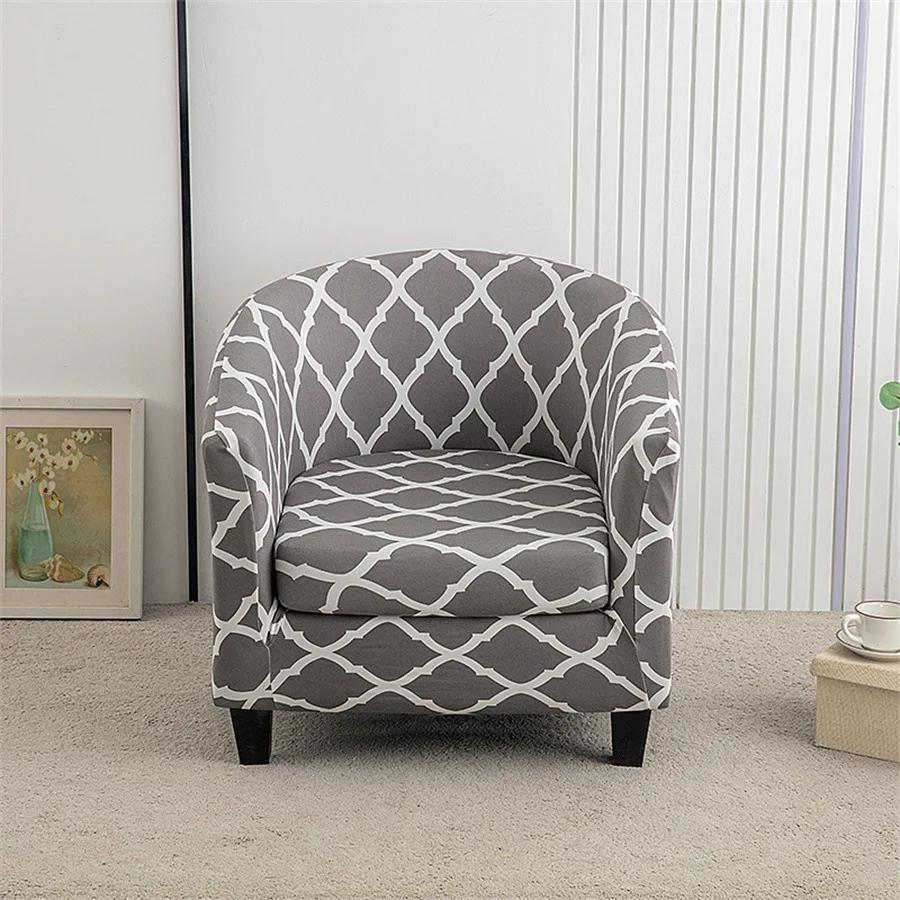 Spandex Tub Chair Cover Flower Print Club Armchair Slipcover Elastic Washable Seat Case Protector for Living Room Home Decor