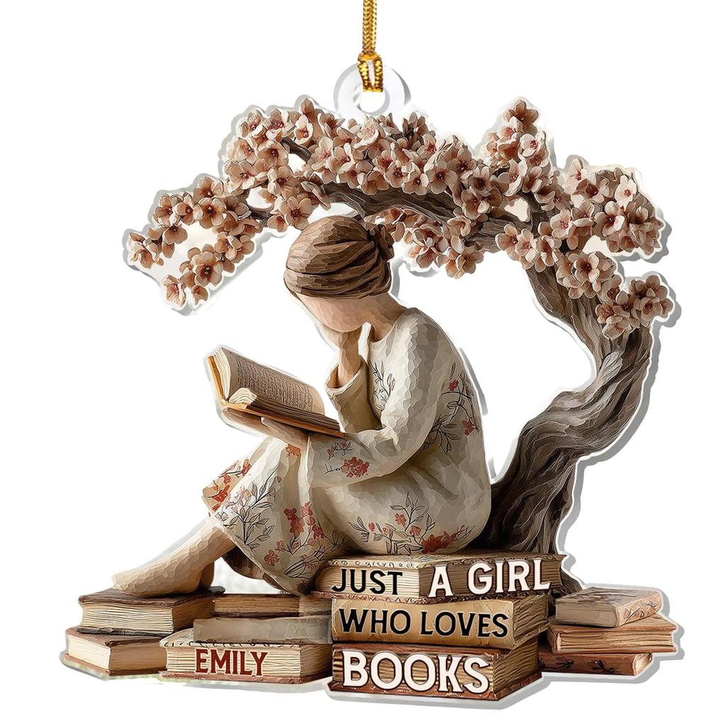 Just A Girl Who Loves Books Ornament Acrylic Stand Table Decoration Acrylic Plaque Christmas Ornaments for Bookworms