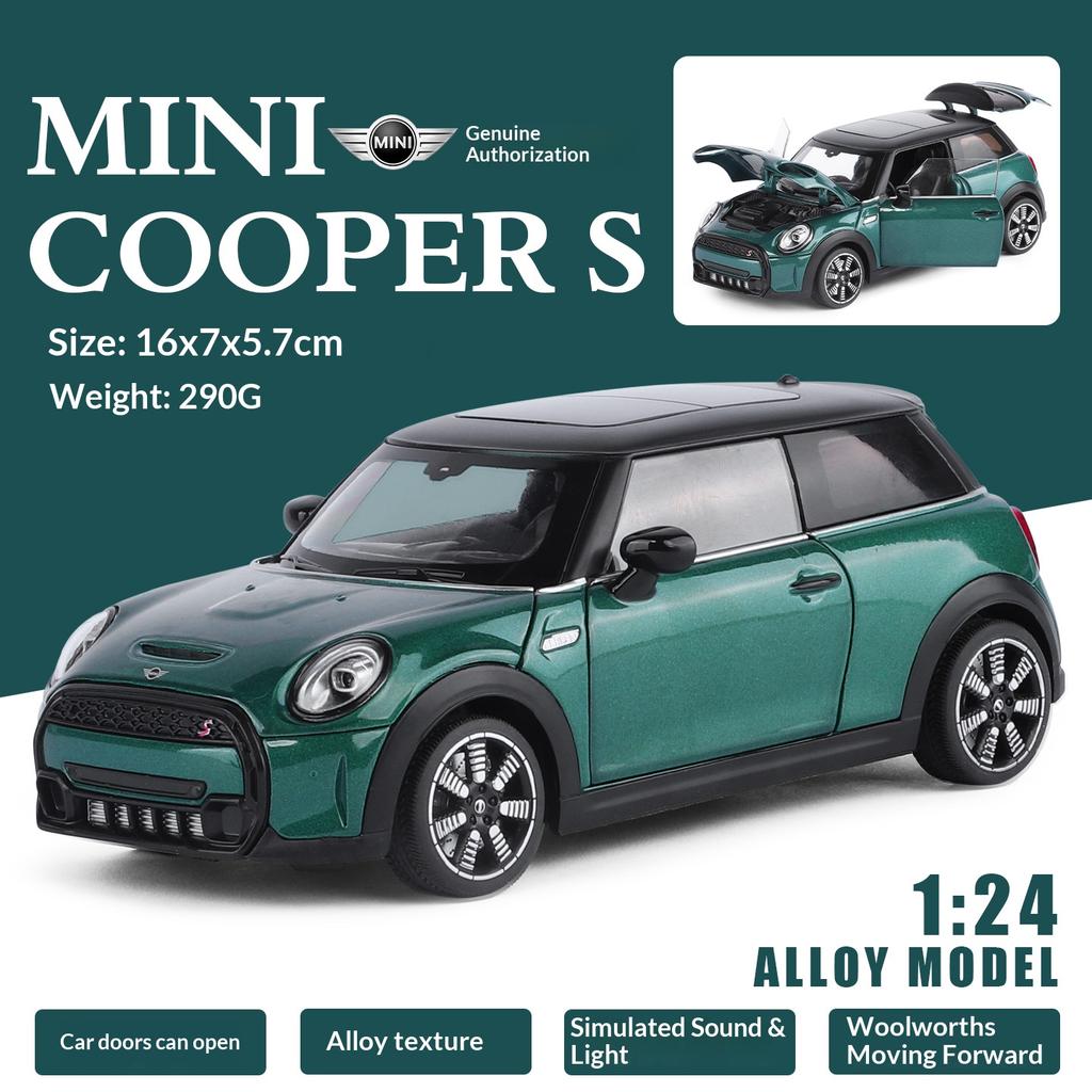 Metal die-cast 1/24 scale MINI COOPER car model simulated tire pulling back and moving forward Halloween gift