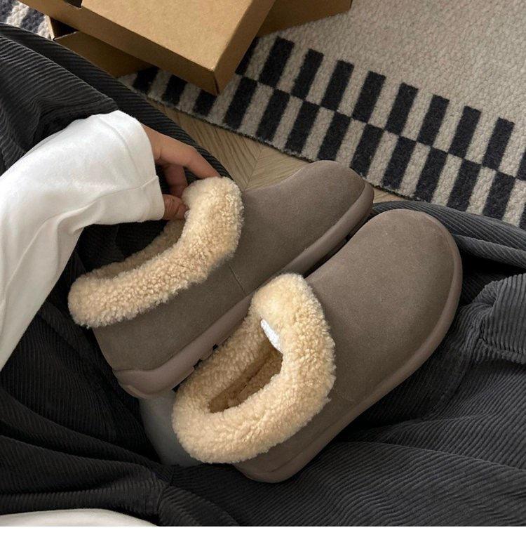 

Gu Yunshu New snow boots for women in autumn and winter of 2024 Lazy one-pedal curly hair all-inclusive small potato cotton shoes for women 35