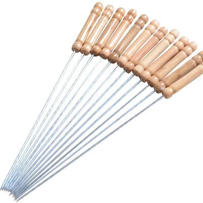 10Pcs Barbecue Nadeln mit Holzgriff Edelstahl Grillspieße