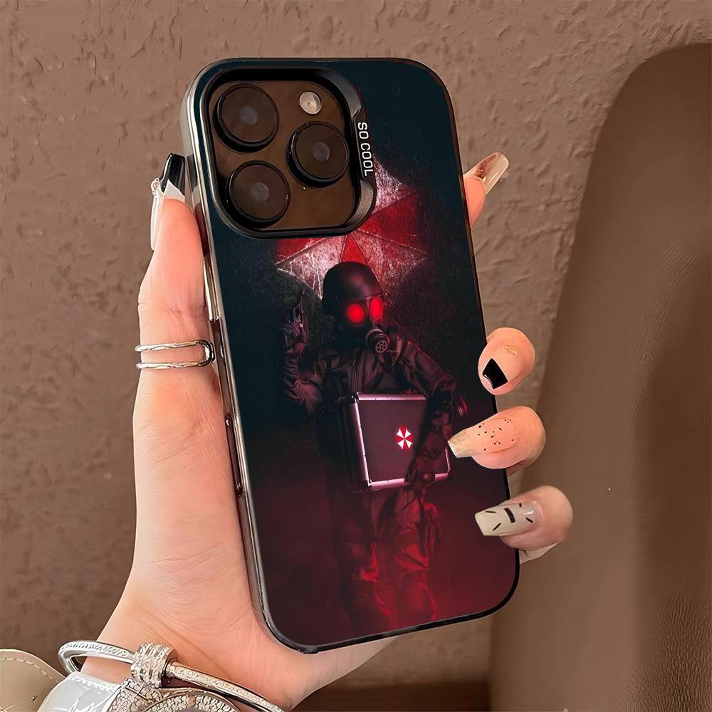 Game R-Resident E-Evil Phone Case for iPhone 17 17Air 16 15 14 13 12 11 Pro Max Plus Colorful Silver
