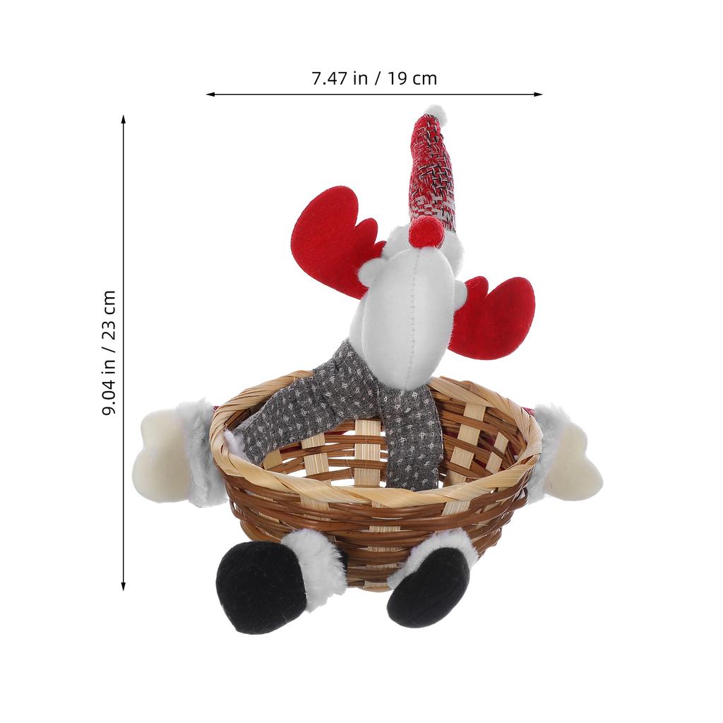 Julförvaringskorg Plyschren-docka Godisflätad Hållare Snacks-skål Godisskål För Vinterhelgens Bordsskiva Dekoration