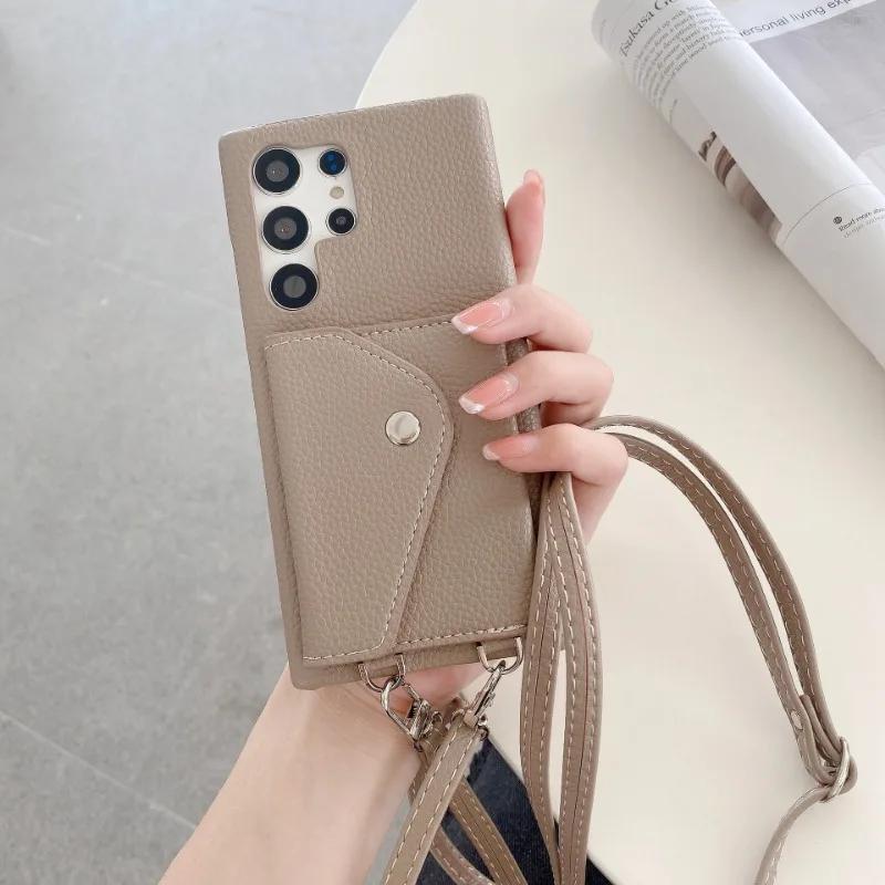 Crossbody Phone Case for Samsung Galaxy S23 S21 FE S25 S24 S22 Ultra Plus A56 A36 A26 A16 A06 A54 A15 A25 A35 A55 Leather Cover