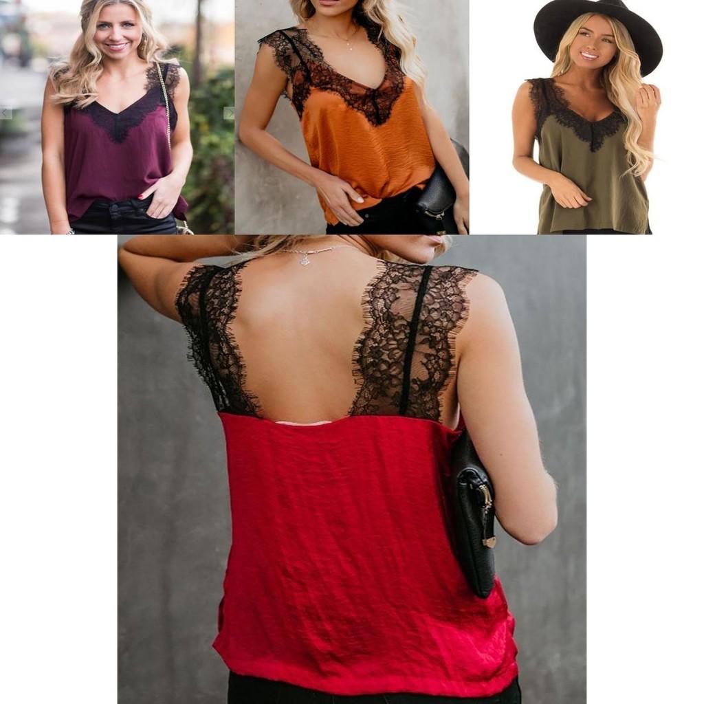 Elegant Women Summer Sleeveless Lace Mesh Loose Vests V-neck Cami Soft Tanks Top