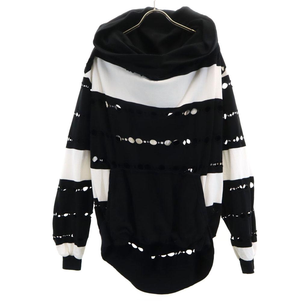 

Ground Y made in Japan Border Pattern sweat Parker 3 black Youji Yamamoto Men s Used