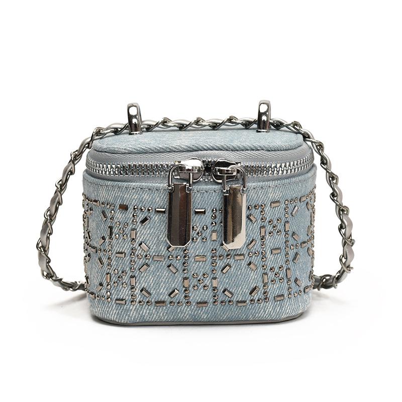 

Denim-Style Mini Crossbody Bag for Kids & Women – Trendy Shoulder Bag with Rhinestone Accents светло-синий
